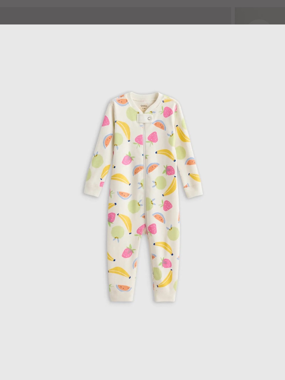 Baby Fruit-Print Zip Pajones | Cream with Pink, Yellow, Green